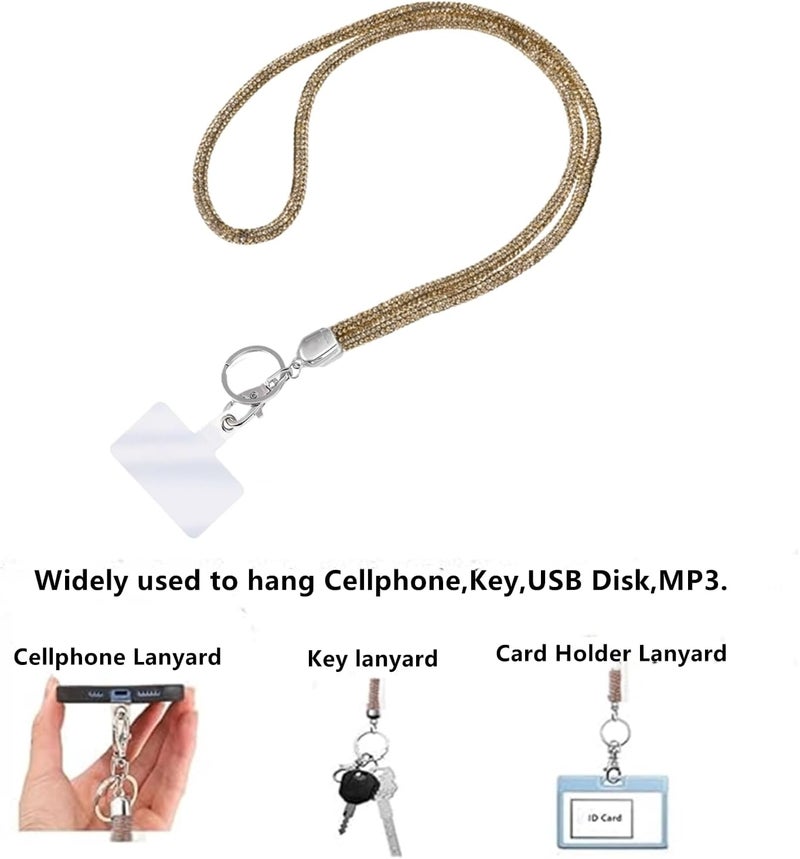 Global_Shopper Fashion 34.8'' Sparkle All Round Crystal Neck Lanyard,Bling Work Name Card Holder For Women(AB White,1PC) - Image 3